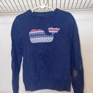 Vineyard Vines Blue and Red Knit Sweater with Whale Graphic